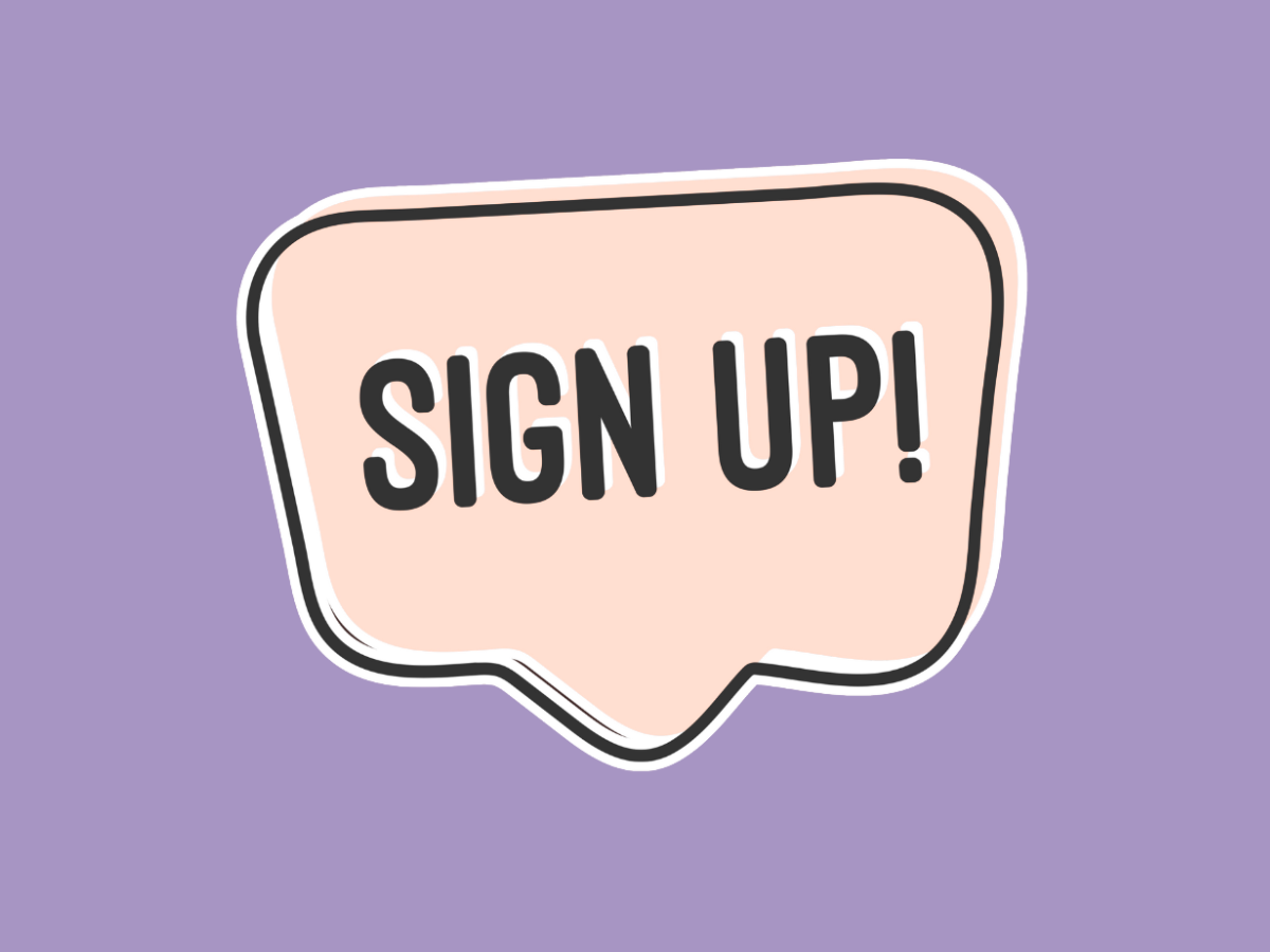 Sign up written in speech bubble