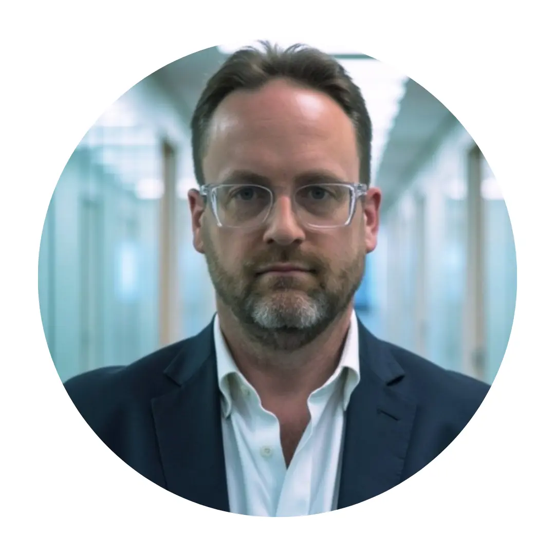 Colin looking at the camera. He is wearing a suit