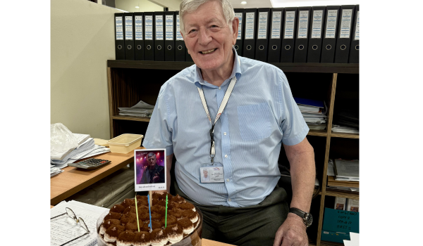 happy man with birthday cake