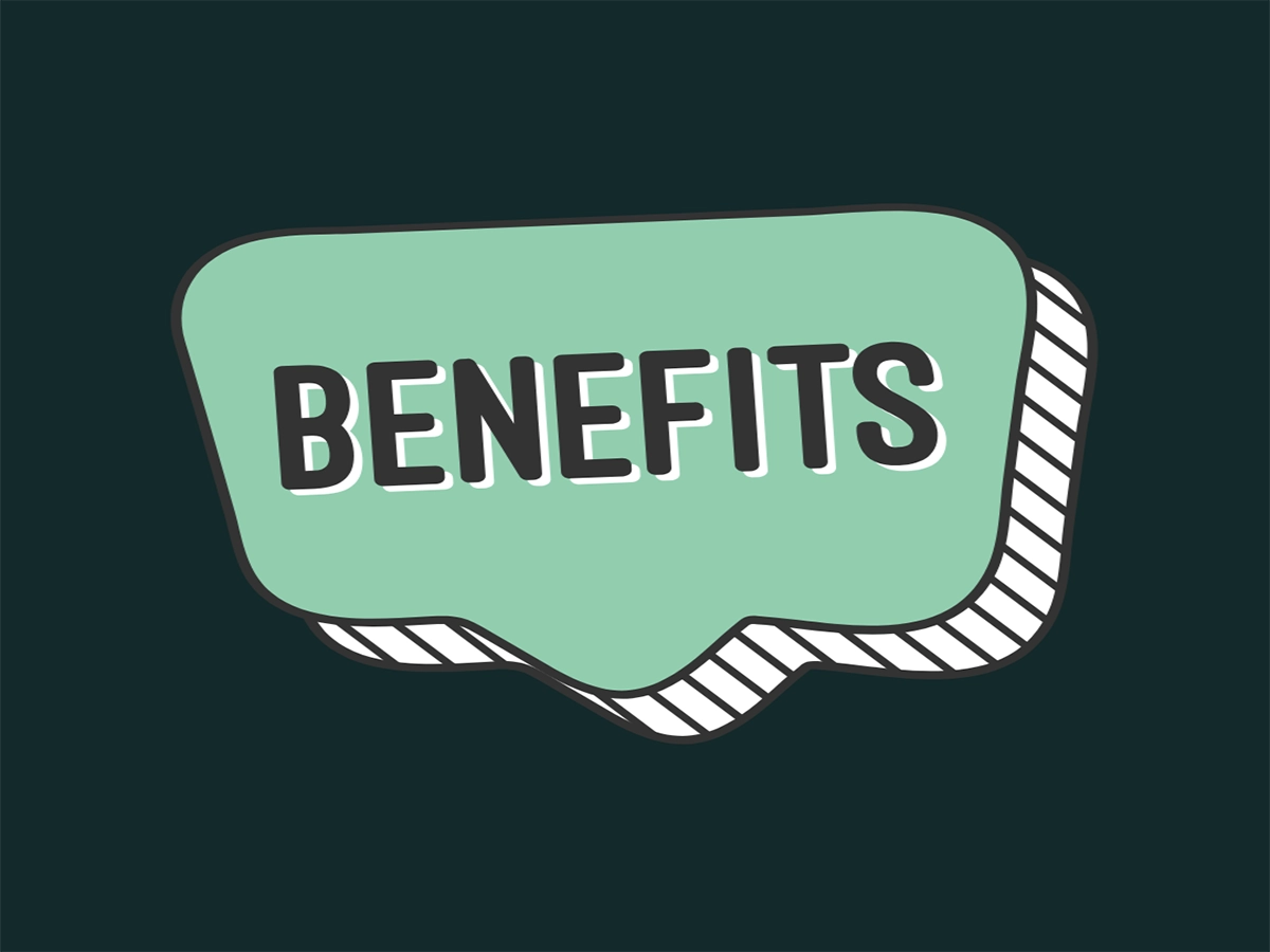 picture of a speech bubble with benefits written inside