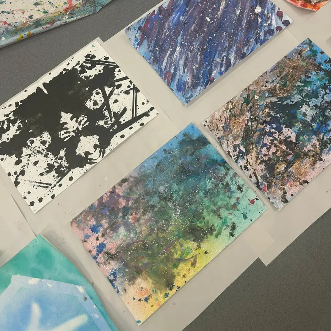 Table with student work presented