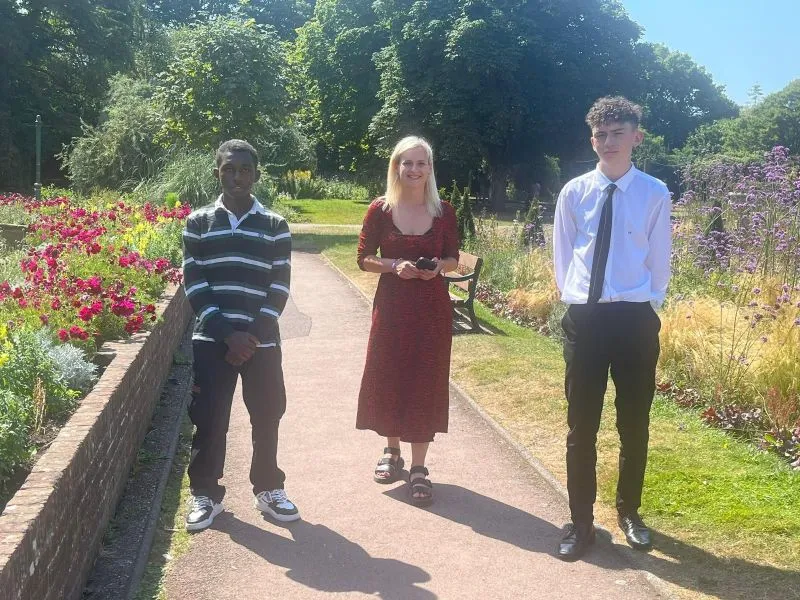 Lennie with his colleagues in a garden