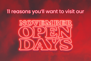 Stranger things style open day graphic