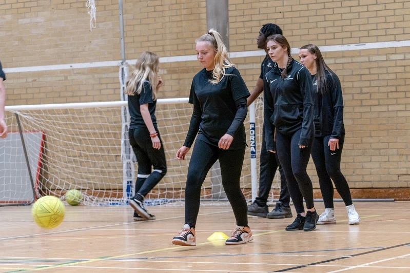 Students practising football