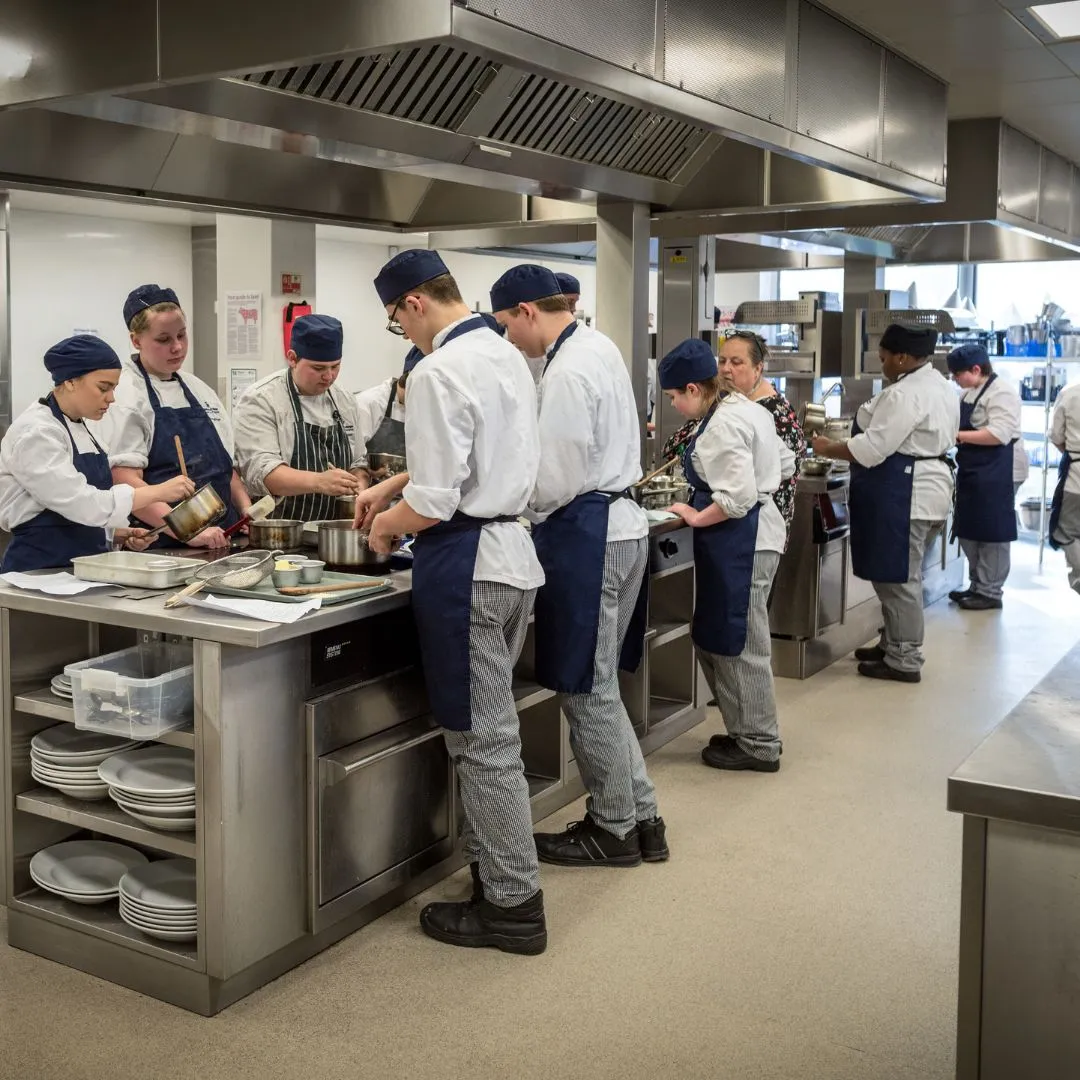 Hospitality students cooking