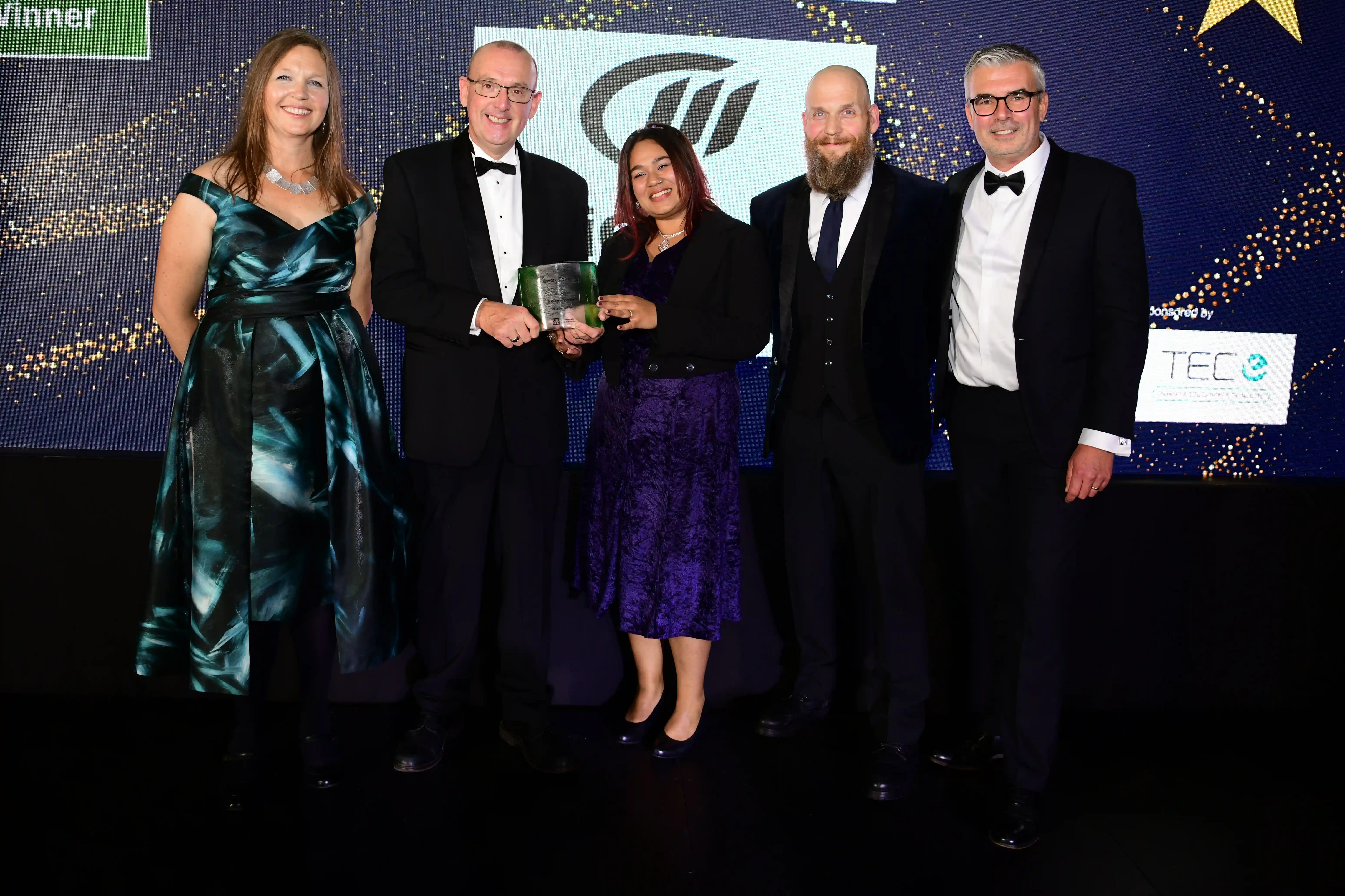 Staff from the College collecting our Green Gown award