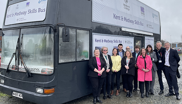VIPs outside the Kent and Medway Skills Bus