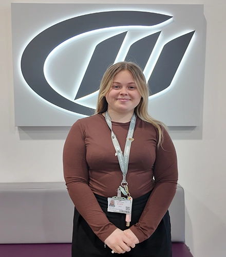 Amelia smiling at the camera