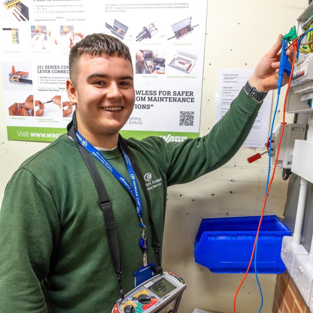Student in the electrical workshop