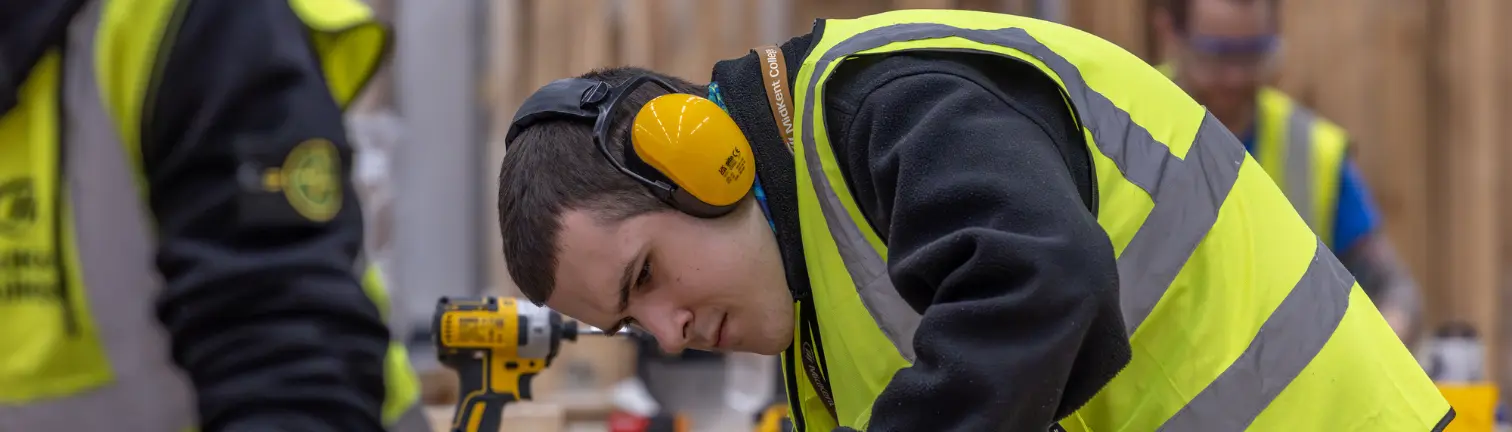 Carpentry student in the workshop