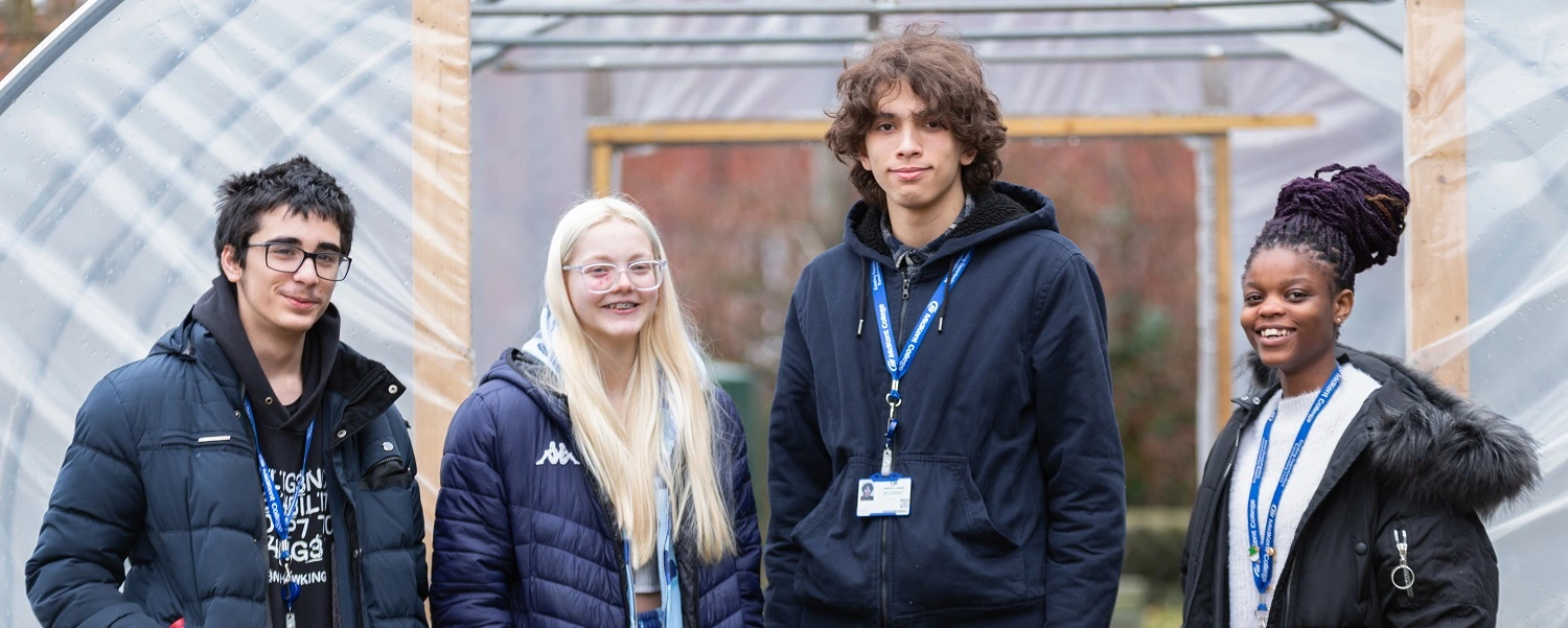 Foundation Education students in the greenhouse