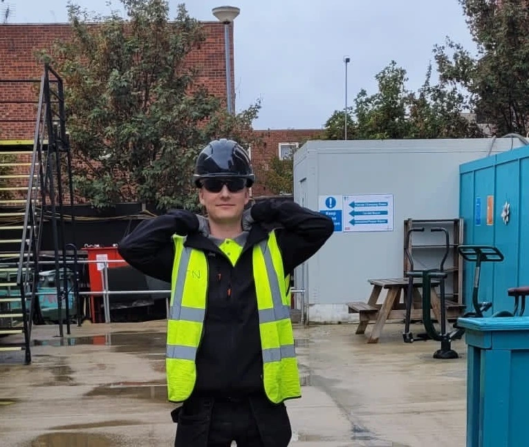 Construction student on site
