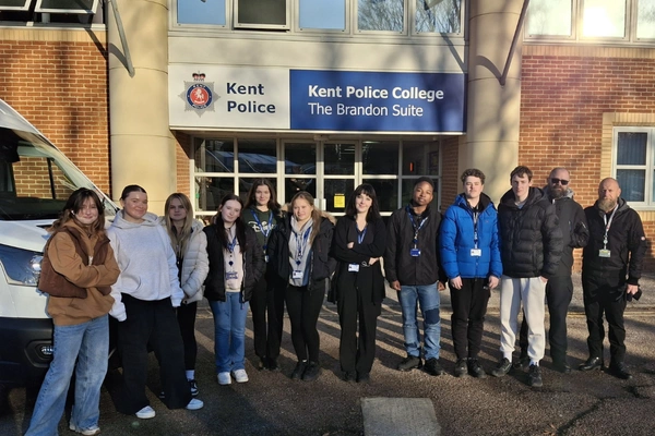 Grou p of students outside Kent Police HQ