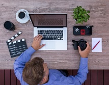Top down view of a video editor