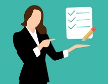 A cartoon of a person holding a list