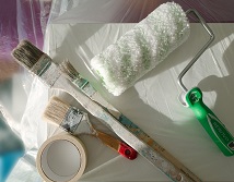 Paintbrushes and a roller