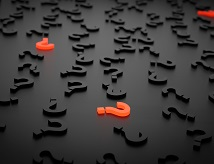 Black and red question marks
