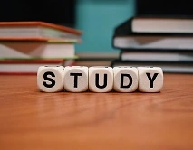 Study letters on white cubes